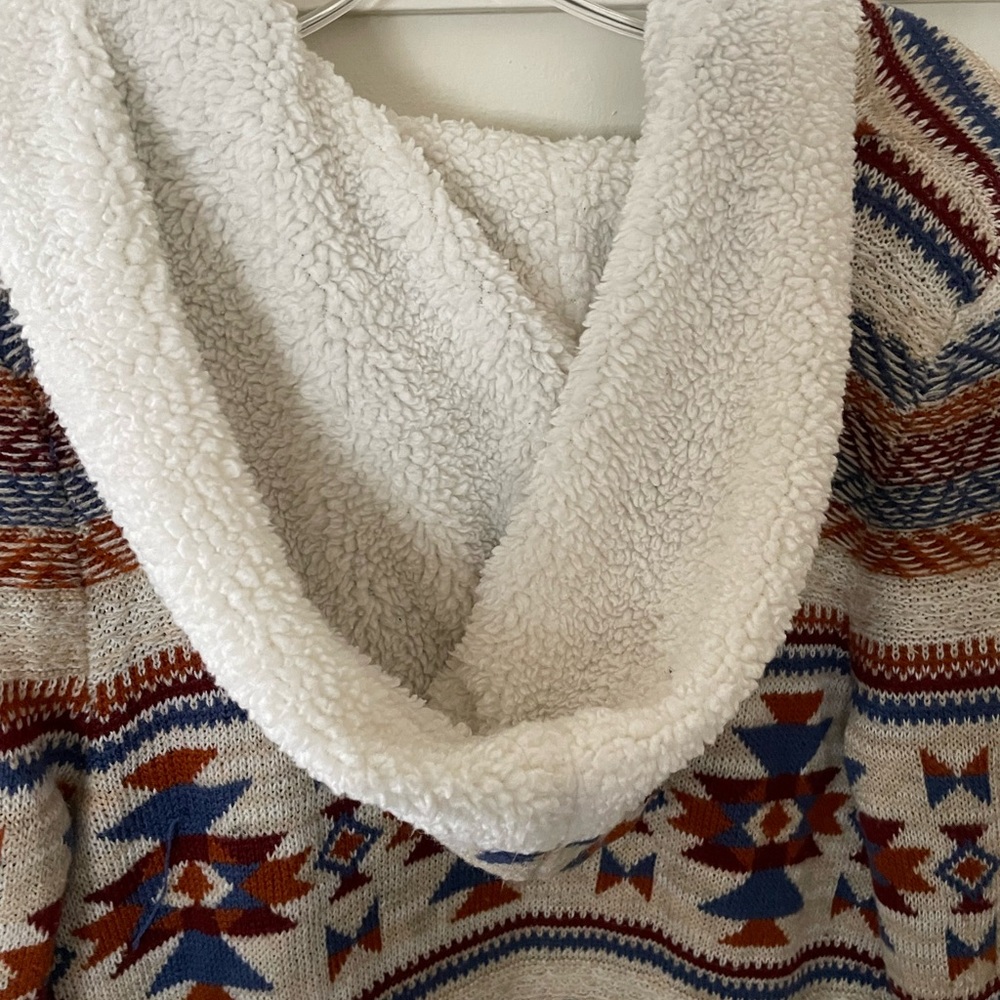 Multicolor Patterned Hooded Cardigan - Picture 6 of 6